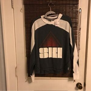 NWT FP Movement Gray and White Crewneck Long Sleeve Ski Shirt